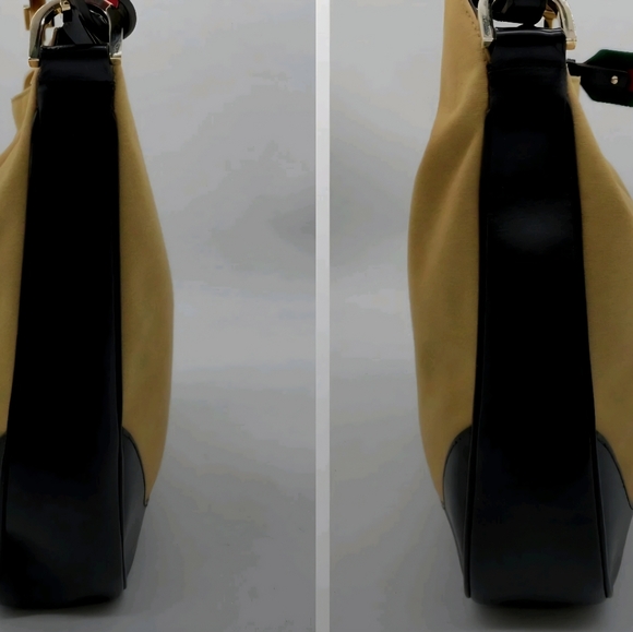 Vintage Gucci Sherry Web Bamboo Handle Two-Way Shoulder Hobo Bag - Picture 5 of 10